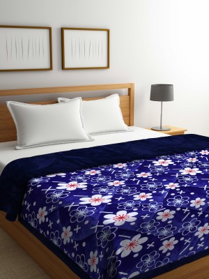 Klotthe Floral Double Quilt for  Heavy Winter(Fur, Blue)