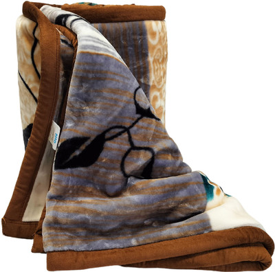 WARZMY Floral Double AC Blanket for  Heavy Winter(Polyester, Yellow Cream)