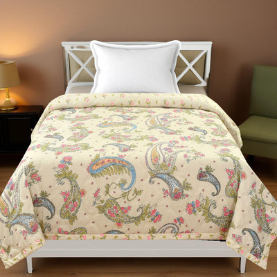 Home Stylish Floral Single Comforter for  AC Room(Microfiber, Coral Orange)