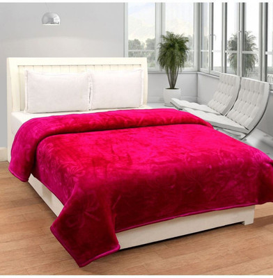 SIMAM Self Design Double Mink Blanket for  Heavy Winter(Polyester, Pink)