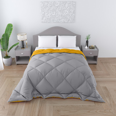 TUNDWAL'S Solid Single Comforter for  Heavy Winter(Microfiber, grey yellow)