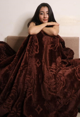 Anadhika Abstract Single Mink Blanket for  AC Room(Woollen Blend, Brown)