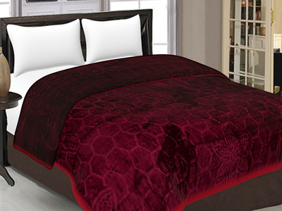 SPANGLE Self Design Double AC Blanket for  AC Room(Microfiber, Wine)