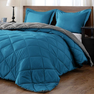 Convalexa Solid Single Mink Blanket for  Heavy Winter(Microfiber, Patrol Blue & Grey)