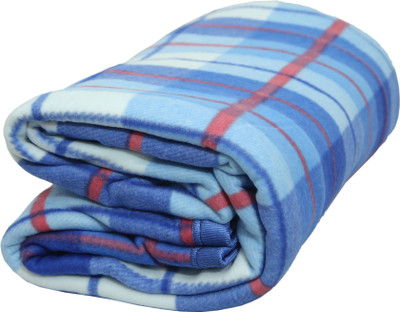 Goyal's Checkered Single AC Blanket for  AC Room(Polyester, Blue)