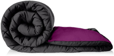 NK Handlooms Solid King Quilt for  Heavy Winter(Poly Cotton, Grey & Purple)