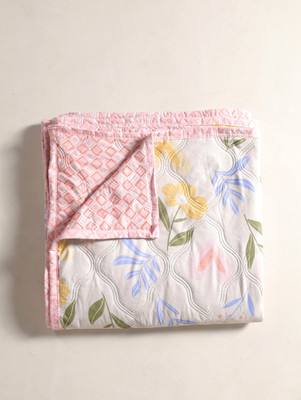 GKM Printed Double Comforter for  AC Room(Cotton, Beige, Pink)