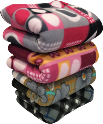 HOMIEE Floral Single Fleece Blanket for  Heavy Winter(Polyester, 4 set type-1)