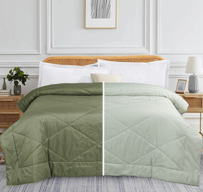 Floating Dreams Solid, Self Design Single Comforter for  AC Room(Microfiber, Olive, Light Green)