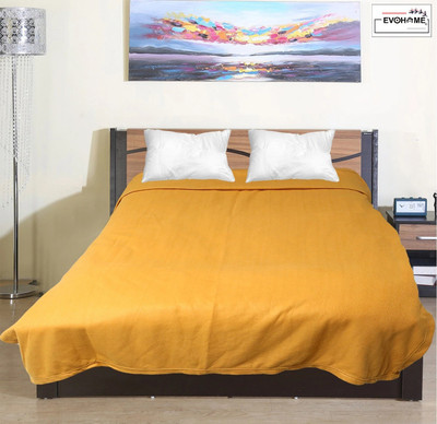 Evolife Solid King Fleece Blanket for  Mild Winter(Polyester, Rust)