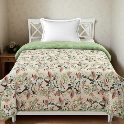 ivaza Printed Single AC Blanket for  AC Room(Poly Cotton, Emraled Green)