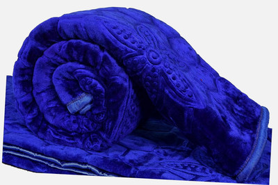 GKM Self Design Double Mink Blanket for  Heavy Winter(Microfiber, Blue)
