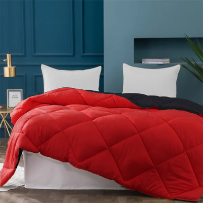 HOMEMONDE Solid Double Comforter for  Heavy Winter(Polyester, Black & Maroon)