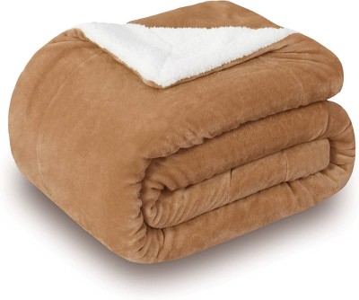 VAS COLLECTIONS Solid King Sherpa Blanket for  Heavy Winter(Polyester, Beige)