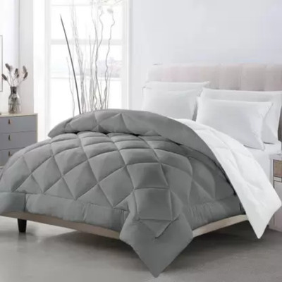 CRAZY WORLD Solid Double Comforter for  Mild Winter(Microfiber, Grey, White)