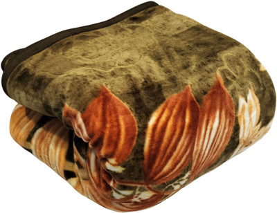 HOMIEE Floral Double Mink Blanket for  Heavy Winter(Polyester, Green)