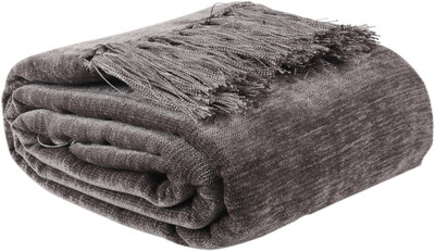 House of Ekaa Solid Single Throw for  AC Room(Polyester, Soft Chenille Sofa Throws for Sofa and Couch Throw Blanket, Dark Grey)