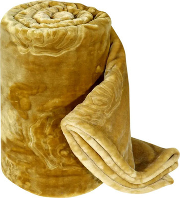 Mayk Printed Double Mink Blanket for  Mild Winter(Woollen Blend, Gold)