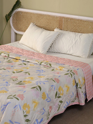 SPENTO Printed Single Comforter for  AC Room(Cotton, PINK 42)