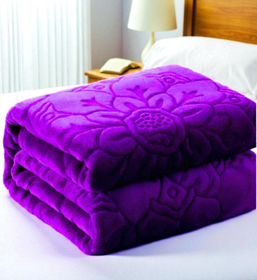 Changers Floral Double Mink Blanket for  Heavy Winter(Silk, Purple)