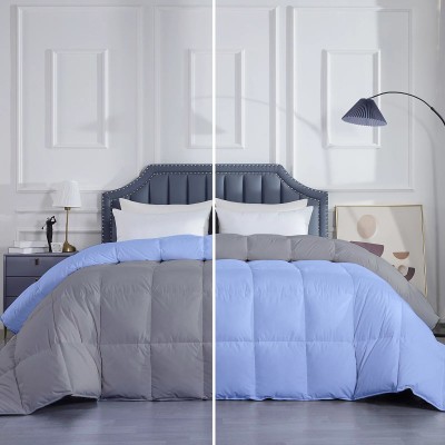 Razzai Solid Queen Comforter for  Mild Winter(Microfiber, Medium Blue, Silver)