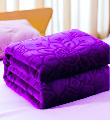 Changers Floral Double Mink Blanket for  Heavy Winter(Polyester, Purple)