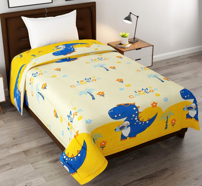 Freshfromloom Printed Single AC Blanket for  AC Room(Microfiber, Cream and Blue)