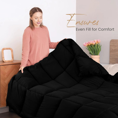 Blue Home Solid Double Comforter for  AC Room(Poly Cotton, Black)