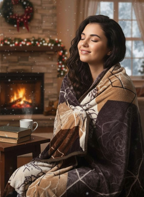 Minkora Floral Double Mink Blanket for  Heavy Winter(Polyester, Brown)