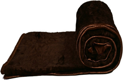 SPANGLE Self Design Single Mink Blanket for  Mild Winter(Microfiber, Brown)