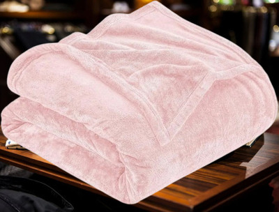 KIXTA Self Design Double AC Blanket for  AC Room(Microfiber, Pink)