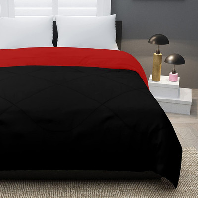 Relaxfeel Solid Single Comforter for  Heavy Winter(Poly Cotton, Black & Red)