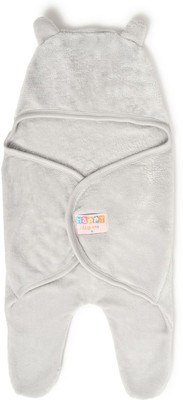 Mi Arcus Solid Single Hooded Baby Blanket for  Heavy Winter(Polyester, Grey)