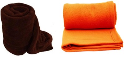 evohome Solid King Fleece Blanket for  Mild Winter(Polyester, brown+orange)