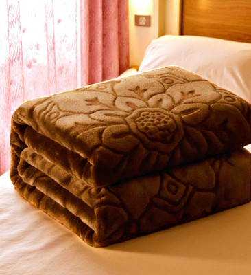 GKM Floral Double Mink Blanket for  Heavy Winter(Microfiber, Brown)