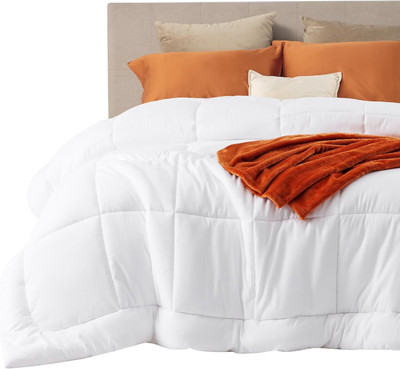 Blue Home Solid Double Comforter for  AC Room(Poly Cotton, White)