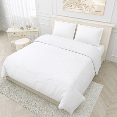 STEVE Solid Double Comforter for  Heavy Winter(Microfiber, White)
