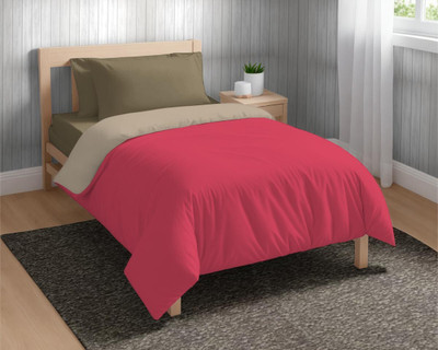 The Happy Pod Solid Single Comforter for  Mild Winter(Microfiber, Red, Beige)