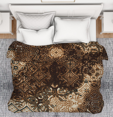Radhika Creation Floral Double Mink Blanket for  Mild Winter(Microfiber, Lime Coffee)