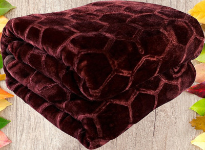 KIXTA Self Design Double Mink Blanket for  Heavy Winter(Microfiber, Brown)