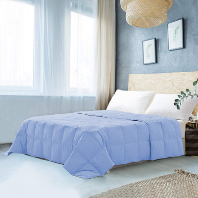 Indian Kingdom Solid Double AC Blanket for  AC Room(Microfiber, Light Blue)