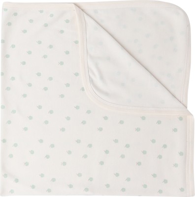 Baby Eli Polka Single Swaddling Baby Blanket for  AC Room(Cotton, White & Green)