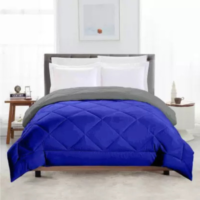 CRAZY WORLD Solid Double Comforter for  Mild Winter(Microfiber, Royal Blue - Grey)