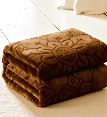 GKM Floral Double Mink Blanket for  Heavy Winter(Polyester, Brown)