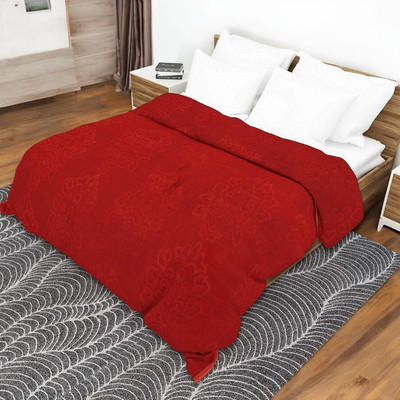 Anadhika Self Design Single AC Blanket for  Heavy Winter(Polyester, Red)