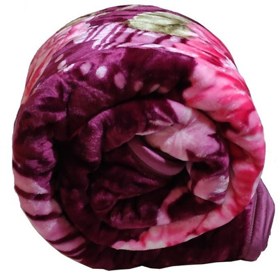 SIMAM Self Design Double Mink Blanket for  Heavy Winter(Polyester, Maroon)