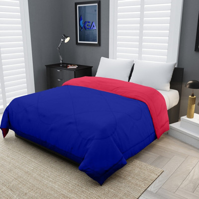 DORISTYLE Solid Double Quilt for  Heavy Winter(Poly Cotton, Pink & Blue)
