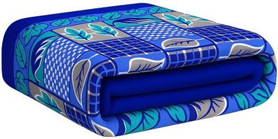 LIFECRAFT HOME FURNISHINGS Floral Single Fleece Blanket for  Mild Winter(Polyester, Blue)