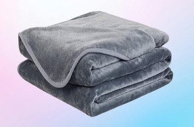 KIXTA Self Design Double AC Blanket for  AC Room(Microfiber, Grey)