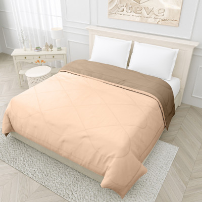 Texcasaa Solid Single Quilt for  Heavy Winter(Polyester, Peach & Beige)